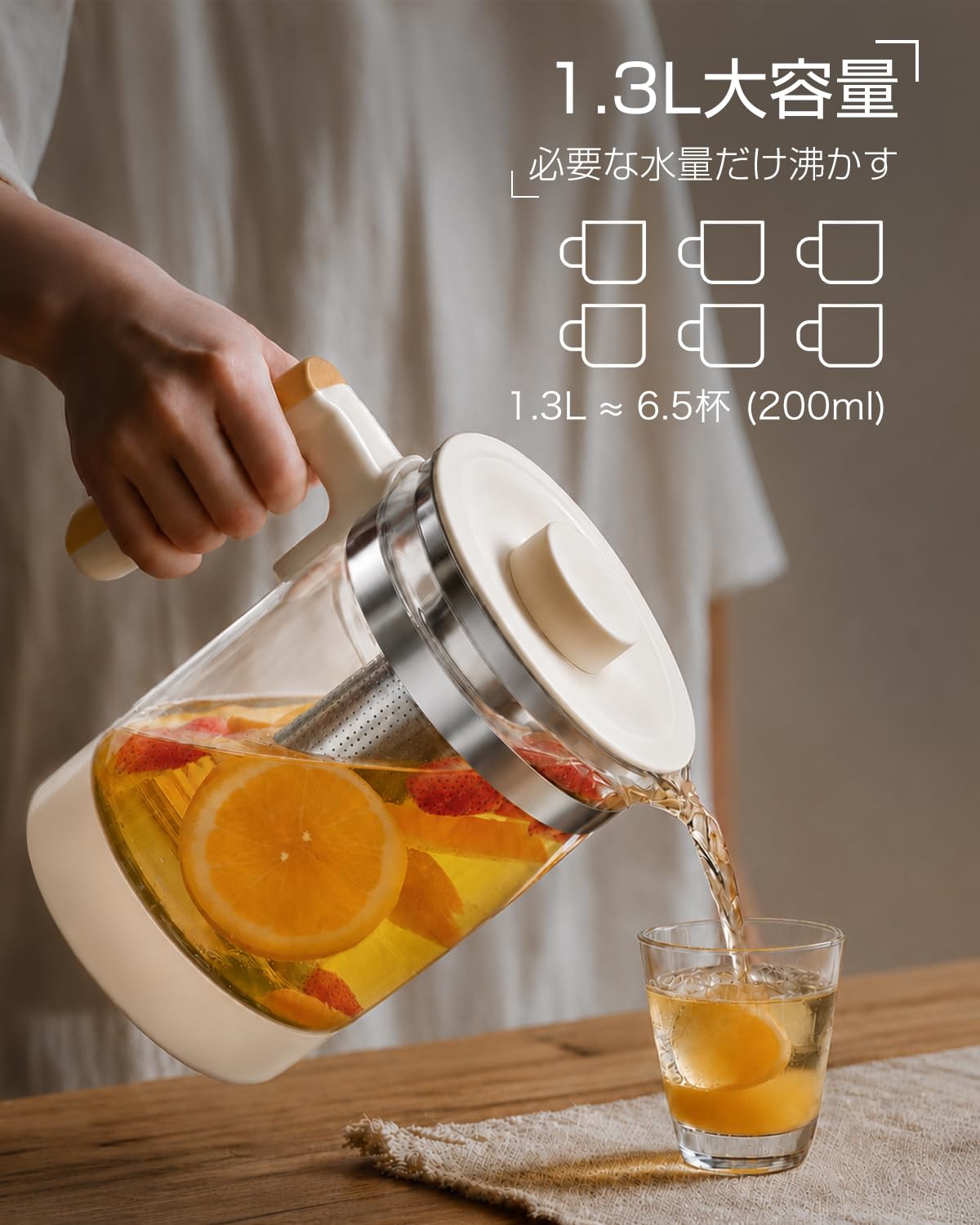 Amazon | Feekaa 電気ケトル ガラス 温度調節 (±1℃) 電気ポット 1.3L大